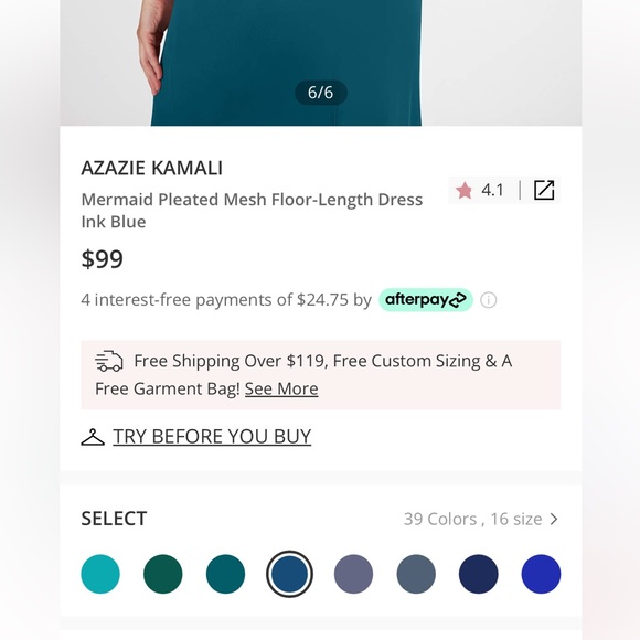 Azazie Kamali Ink Blue - Custom Size (6/8) - Picture 7 of 8